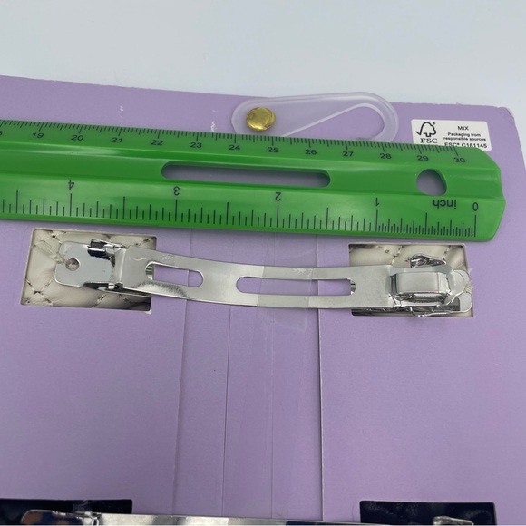 2 Quilted Faux Leather Bow Barrettes Cream & Black NWT - Picture 4 of 5